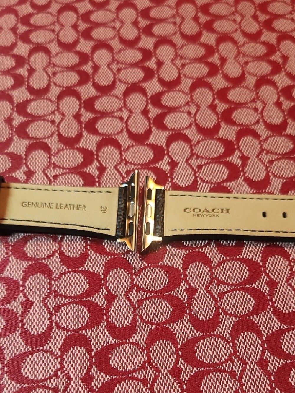 Coach Black Pebbled Leather Apple Watch Strap with Silver Hardware - Picture 6 of 7